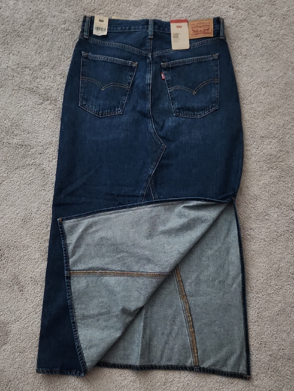 Levi's Iconic Long Skirt, Dark Wash, Size 29, New with Tags - Picture 11 of 16
